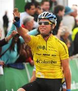 29 August 2008; Mark Cavendish, Team Columbia, celebrates his third stage win in a row on his way to crossing the line in Galway. 2008 Tour of Ireland - Stage 3, Ballinrobe - Galway. Picture credit: Stephen McCarthy / SPORTSFILE