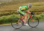 29 August 2008; Stephen Gallagher, of the An Post sponsored Sean Kelly team, looks behind him on the approach to summit of Maumturk, Co. Galway. 2008 Tour of Ireland - Stage 3, Ballinrobe - Galway. Picture credit: Stephen McCarthy / SPORTSFILE  *** Local Caption ***