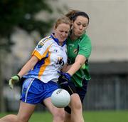30 August 2008; Jill Heatley, Wicklow, in action against Linda Lodge, London. TG4 All-Ireland Ladies Junior Football Championship Semi-Final, London v Wicklow, St. Peregrine's, Blakestown Rd, Dublin. Picture credit: Damien Eagers / SPORTSFILE