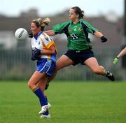 30 August 2008; Monica Lynch, Wicklow, in action against Niamh Keane, London. TG4 All-Ireland Ladies Junior Football Championship Semi-Final, London v Wicklow, St. Peregrine's, Blakestown Rd, Dublin. Picture credit: Damien Eagers / SPORTSFILE