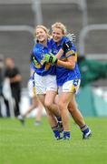 30 August 2008; Carmel Condon, left, and Teresa McManus, Tipperary, celebrate at the end of the game. TG4 All-Ireland Ladies Intermediate Football Championship Semi-Final, Tipperary v Wexford, Pairc Tailteann, Navan, Co. Meath. Photo by Sportsfile