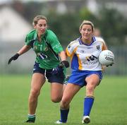 30 August 2008; Monica Lynch, Wicklow, in action against Natalie O'Connor, London. TG4 All-Ireland Ladies Junior Football Championship Semi-Final, London v Wicklow, St. Peregrine's, Blakestown Rd, Dublin. Picture credit: Damien Eagers / SPORTSFILE