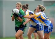30 August 2008; Natalie O'Connor, London, in action against Monica Lynch and Mikaela Shelly, Wicklow. TG4 All-Ireland Ladies Junior Football Championship Semi-Final, London v Wicklow, St. Peregrine's, Blakestown Rd, Dublin. Picture credit: Damien Eagers / SPORTSFILE