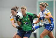 30 August 2008; Natalie O'Connor, London, in action against Monica Lynch, right, and Mikaela Shelly, Wicklow. TG4 All-Ireland Ladies Junior Football Championship Semi-Final, London v Wicklow, St. Peregrine's, Blakestown Rd, Dublin. Picture credit: Damien Eagers / SPORTSFILE