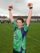 30 August 2008; Bree White, London, celebrates victory. TG4 All-Ireland Ladies Junior Football Championship Semi-Final, London v Wicklow, St. Peregrine's, Blakestown Rd, Dublin. Picture credit: Damien Eagers / SPORTSFILE