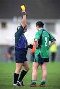30 August 2008; Referee Eileen Jones shows a yellow card to London's Anne Murphy. TG4 All-Ireland Ladies Junior Football Championship Semi-Final, London v Wicklow, St. Peregrine's, Blakestown Rd, Dublin. Picture credit: Damien Eagers / SPORTSFILE