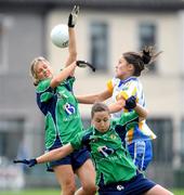 30 August 2008; Roisin McEvoy, left, and Linda Tighe, London, in action against Aimie Byrne, Wicklow. TG4 All-Ireland Ladies Junior Football Championship Semi-Final, London v Wicklow, St. Peregrine's, Blakestown Rd, Dublin. Picture credit: Damien Eagers / SPORTSFILE