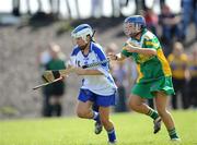 31 August 2008; Kate Rockett, Waterford, in action against Shauna Flaherty, Offaly. All-Ireland Minor B Championship Final, Offaly v Waterford, Geraldine Park, Athy, Co. Kildare. Photo by Sportsfile