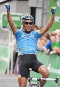 31 August 2008; Frantisek Rabon, Team Columbia, celebrates as he crosses the line to win the fourth stage in Cork. 2008 Tour of Ireland - Stage 5, Killarney - Cork. Picture credit: Stephen McCarthy / SPORTSFILE