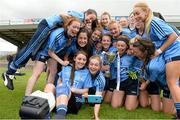 21 June 2015; Dublin teammates gather for a victory selfie with the trophy. Aisling McGing U21 ‘A’ Championship Final, Cork v Dublin, MacDonagh Park, Nenagh, Tipperary. Picture credit: Cody Glenn / SPORTSFILE