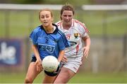 21 June 2015; Aoife Curran, Dublin, in action against Katie Healy, Cork. Aisling McGing U21 ‘A’ Championship Final, Cork v Dublin, MacDonagh Park, Nenagh, Tipperary. Picture credit: Cody Glenn / SPORTSFILE