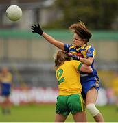 21 June 2015; Niamh Carr, Donegal, tries to tackle Sinead Noonan, Longford. Aisling McGing U21 B Championship Final, Donegal v Longford, Markiewicz Park, Sligo. Picture credit: Seb Daly / SPORTSFILE