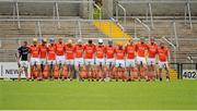 21 June 2015; Armagh players stand for a minute's silence in memory of the six Irish students that died in Berkeley, USA. Ulster GAA Hurling Senior Championship, Quarter-Final, Armagh v Down, Athletic Grounds, Armagh. Picture credit: Sam Barnes / SPORTSFILE
