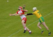 21 June 2015; Alan Grant, Derry, in action against Niall Cleary, Donegal. Ulster GAA Hurling Senior Championship, Quarter-Final, Donegal v Derry, Celtic Park, Derry. Picture credit: Oliver McVeigh / SPORTSFILE