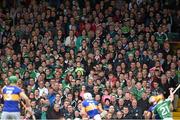21 June 2015; Worried looking Limerick supporters, in the Mackey Stand, watch the last few minutes of the game. Munster GAA Hurling Senior Championship, Semi-Final, Limerick v Tipperary, Gaelic Grounds, Limerick. Picture credit: Ray McManus / SPORTSFILE