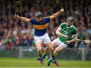 21 June 2015; Conor O'Brien, Tipperary, in action against Declan Hannon, Limerick. Munster GAA Hurling Senior Championship, Semi-Final, Limerick v Tipperary, Gaelic Grounds, Limerick. Picture credit: Ray McManus / SPORTSFILE