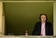 21 June 2015; Former Tipperary hurler Eoin Kelly takes his position in the commentary box where he was working for Newstalk on their live broadcast of the game. Munster GAA Hurling Senior Championship, Semi-Final, Limerick v Tipperary, Gaelic Grounds, Limerick. Picture credit: Brendan Moran / SPORTSFILE