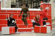 22 June 2015; Captain Michael Kelly with entertainer Nick Bailey, left,  FM 104's Rachel Gantley and Jack McCarthy, left, at the launch of the Shelbourne Park Leg of the Jumping In The City series. Mansion House, Dawson Street, Dublin. Picture credit: David Maher / SPORTSFILE
