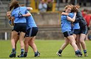 21 June 2015; Dublin players celebrate at the final whistle. Aisling McGing U21 ‘A’ Championship Final, Cork v Dublin, MacDonagh Park, Nenagh, Tipperary. Picture credit: Cody Glenn / SPORTSFILE