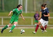 22 June 2015; Roma Mclaughlin, Republic of Ireland, in action against Amira Ould Braham, France. UEFA European Women's Under-17 Championship Finals, Group B, Republic of Ireland v France. Korinn, Kopavogur, Iceland. Picture credit: Eoin Noonan / SPORTSFILE
