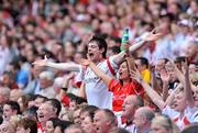 31 August 2008; Tyrone supporters celebrate during the closing stages of the game. GAA Football All-Ireland Senior Championship Semi-Final, Tyrone v Wexford, Croke Park, Dublin. Picture credit: David Maher / SPORTSFILE