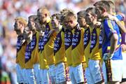31 August 2008; Wexford players stand together during the playing of the national anthem. GAA Football All-Ireland Senior Championship Semi-Final, Tyrone v Wexford, Croke Park, Dublin. Picture credit: David Maher / SPORTSFILE