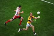 31 August 2008; P.J. Banville, Wexford, in action against Justin McMahon, Tyrone. GAA Football All-Ireland Senior Championship Semi-Final, Tyrone v Wexford, Croke Park, Dublin. Picture credit: Ray McManus / SPORTSFILE