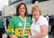31 August 2008; Rival supporters Margaret Buckley, left, Macroom, and Mary Goold, also from Macroom, at the game. GAA Football All-Ireland Senior Championship Semi-Final Replay, Kerry v Cork, Croke Park, Dublin. Picture credit: Ray McManus / SPORTSFILE