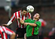 2 Septemeber 2008; Kevin Deery, Derry City, in action against Shane McCabe, Glentoran. Setanta Cup, Derry City v Glentoran, Brandywell, Derry. Picture credit: Oliver McVeigh / SPORTSFILE