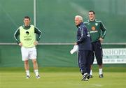 3 September 2008; Republic of Ireland manager Giovanni Trapattoni with captain Robbie Keane, left, and John O'Shea during squad training session. Gannon Park, Malahide, Dublin. Picture credit: David Maher / SPORTSFILE