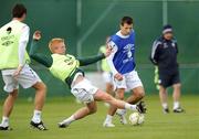 3 September 2008; Republic of Ireland's Liam Miller is tackled by his team-mate Paul McShane, during squad training session. Gannon Park, Malahide, Dublin. Picture credit: David Maher / SPORTSFILE
