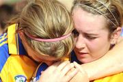 31 August 2008; A dejected Stephanie Moloney, left, and Aiveen O'Shea, Clare, at the end of the game. All-Ireland Minor A Championship Final, Clare v Kilkenny, Geraldine Park, Athy, Co. Kildare. Photo by Sportsfile