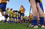31 August 2008; The Clare team make their way out for the start of the game. All-Ireland Minor B Championship Final, Offaly v Waterford, Geraldine Park, Athy, Co. Kildare. Photo by Sportsfile