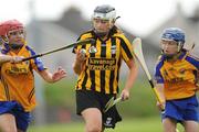31 August 2008; Roisin Byrne, Kilkenny, in action against Aoife Griffin, left and Carina Rosingrave, Clare. All-Ireland Minor A Championship Final, Clare v Kilkenny, Geraldine Park, Athy, Co. Kildare. Photo by Sportsfile