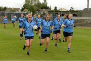 21 June 2015; Dublin players run onto the pitch before the game. Aisling McGing U21 ‘A’ Championship Final, Cork v Dublin, MacDonagh Park, Nenagh, Tipperary. Picture credit: Cody Glenn / SPORTSFILE