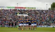 21 June 2015; The teams and match officials stand during a minute's silence in memory of the those who died and were injured in the 'Berkeley' tragedy. Munster GAA Hurling Senior Championship, Semi-Final, Limerick v Tipperary, Gaelic Grounds, Limerick. Picture credit: Brendan Moran / SPORTSFILE