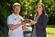 23 June 2015; Dundalk player Daryl Horgan, who was presented with the SSE Airtricity SWAI Player of the Month award for May by Mary McGlinchey, Marketing Executive, SSE Airtricity. Davenport Hotel, Merrion Square, Dublin. Picture credit: Matt Browne / SPORTSFILE