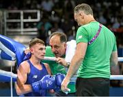 23 June 2015; Sean McComb, Ireland, with coaches Zaur Antia and Billy Walsh, right, during his Men's Boxing Light 60kg Quarter Final bout with Yasin Yilmaz, Turkey. 2015 European Games, Crystal Hall, Baku, Azerbaijan. Picture credit: Stephen McCarthy / SPORTSFILE