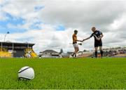 21 June 2015; A general view of a sliotar on the pitch before the game. Electric Ireland Leinster GAA Hurling Minor Championship, Semi-Final, Kilkenny v Laois, Nowlan Park, Kilkenny. Picture credit: Piaras Ó Mídheach / SPORTSFILE