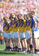 31 August 2008; Wexford team stand together during the playing of the national anthem. GAA Football All-Ireland Senior Championship Semi-Final, Tyrone v Wexford, Croke Park, Dublin. Picture credit: David Maher / SPORTSFILE