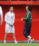 5 September 2008; Republic of Ireland captain Robbie Keane with Stephen Hunt during a squad training session. Bruchweg Stadium, Mainz, Germany. Picture credit: David Maher / SPORTSFILE