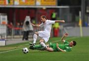 6 September 2008; Steve Finnan, Republic of Ireland, in action against Alexander Lashivilli, Georgia. 2010 World Cup Qualifier - Georgia v Republic of Ireland, Bruchweg Stadium, Mainz, Germany. Picture credit: David Maher / SPORTSFILE