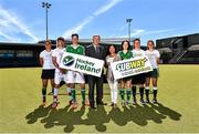 25 June 2015; SUBWAY® Stores franchisees all over Ireland will be encouraged to get behind their local school hockey teams this coming season as the brand becomes the title sponsor of the SUBWAY® All Ireland School boys and School girls championships. In addition, SUBWAY® Stores are also new secondary kit sponsors of the U18 Irish International boys and girls teams as a partner of Hockey Ireland. Pictured at the announcement are, from left to right, Lena Tice, Darragh Walsh, Ziggy Agnew, Mike Heskin, CEO, Hockey Ireland, Nisha Maguire, SUBWAY Franchisee, Emma Canning, John Mullins and Ellen Curran. UCD, Dublin. Picture credit: Cody Glenn / SPORTSFILE