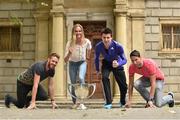 24 June 2015; Irish athletes, from left to right, Dara Kervick, Hope Saunders, Mark English and Brian Gregan in attendance at the launch of the Morton Games InterBLÉ National Track and Field. Molesworth Street, Dublin. Picture credit: Cody Glenn / SPORTSFILE