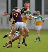 24 June 2015; Johnny O'Toole Greene, Offaly, in action against Jack O'Connor, Wexford. Bord Gáis Energy Leinster GAA Hurling U21 Championship, Semi-Final, Offaly v Wexford. O'Connor Park, Tullamore, Co. Offaly. Picture credit: Piaras Ó Mídheach / SPORTSFILE