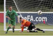24 June 2015; Ireland goalkeeper Simon Lestrange and team-mate Gary Messett defend a goal-bound shot. This tournament is the only chance the Irish team have to secure a precious qualifying spot for the 2016 Rio Paralympic Games. 2015 CP Football World Championships, Ireland v Ukraine, Quarter-Final, St. George’s Park, Tatenhill, Burton-upon-Trent, Staffordshire, England. Picture credit: Magi Haroun / SPORTSFILE