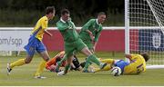 24 June 2015; Eric O'Flaherty, Ireland, clears the ball after goalkeeper Simon Lestrange clashed with Ukraine's Artem Krasylnykov, resulting in a head injury. This tournament is the only chance the Irish team have to secure a precious qualifying spot for the 2016 Rio Paralympic Games. 2015 CP Football World Championships, Ireland v Ukraine, Quarter-Final, St. George’s Park, Tatenhill, Burton-upon-Trent, Staffordshire, England. Picture credit: Magi Haroun / SPORTSFILE