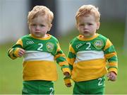 24 June 2015; 19 month old twins Luke, left, and Cian Daly, from Screggan, Co. Offaly, at the game. Bord Gáis Energy Leinster GAA Hurling U21 Championship, Semi-Final, Offaly v Wexford, O'Connor Park, Tullamore, Co. Offaly. Picture credit: Matt Browne / SPORTSFILE