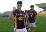 24 June 2015; Conor McDonald, Wexford, celebrates after the game. Bord Gáis Energy Leinster GAA Hurling U21 Championship, Semi-Final, Offaly v Wexford. O'Connor Park, Tullamore, Co. Offaly. Picture credit: Piaras Ó Mídheach / SPORTSFILE