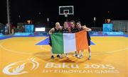 25 June 2015; The Ireland team, from left, Suzanne Maguire, Niamh Dwyer, Grainne Dwyer and Orla O'Reilly following their Women's 3x3 Basketball Quarter Final match against Russia. 2015 European Games, Basketball Arena, European Games Park, Baku, Azerbaijan. Picture credit: Stephen McCarthy / SPORTSFILE